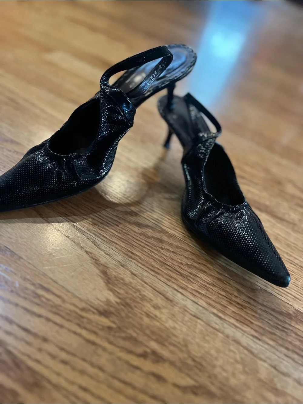 Donald J. Pliner Black Pointed Toe Slingback Heels 9.5